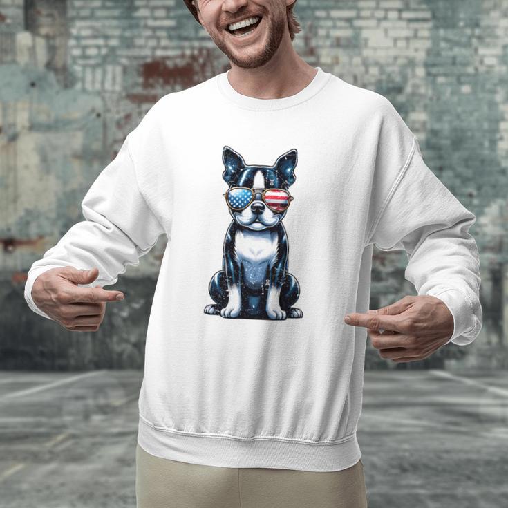 USA Flag Boston Terrier Best Dog Mom Ever 2025 Men Graphic Sweatshirt, Boston Terrier Mom Sweatshirts, gift for family, gift for coworker