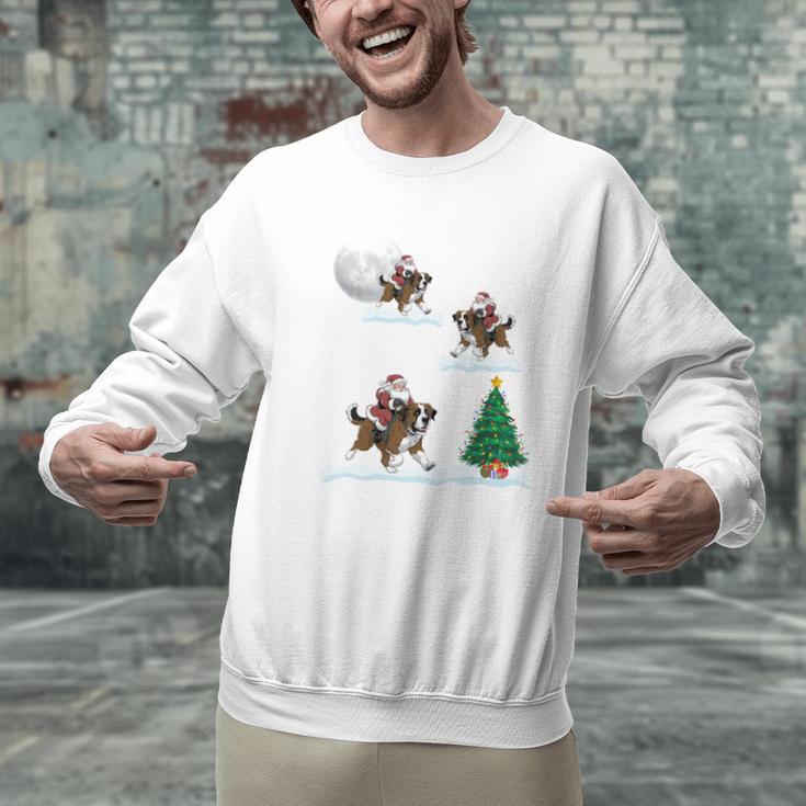 Xmas Lighting Tree Santa Riding Boston Terrier Christmas Men Graphic Sweatshirt, Boston Terrier Riding Sweatshirts, Boston Terrier Christmas Sweatshirts, gift for family, gift for coworker