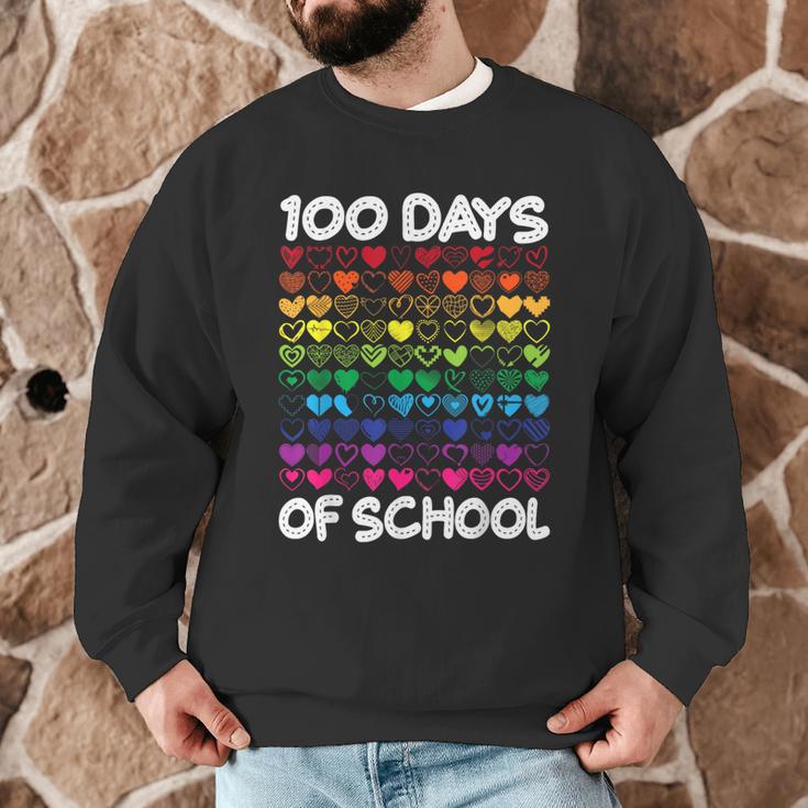 100 Days Of School Heart Love Teacher Or Student 100th Day Men Graphic Sweatshirt, novelty gifts, funny gifts