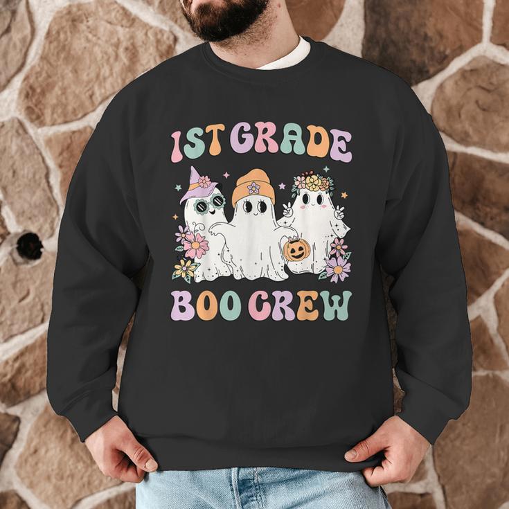 1st Grade Boo Crew Groovy Halloween Floral Ghost Kid Teacher Men Graphic Sweatshirt, novelty gifts, funny gifts 1st Grade Boo Crew Groovy Halloween Floral Ghost Kid Teacher Men Graphic Sweatshirt, novelty gifts, funny gifts