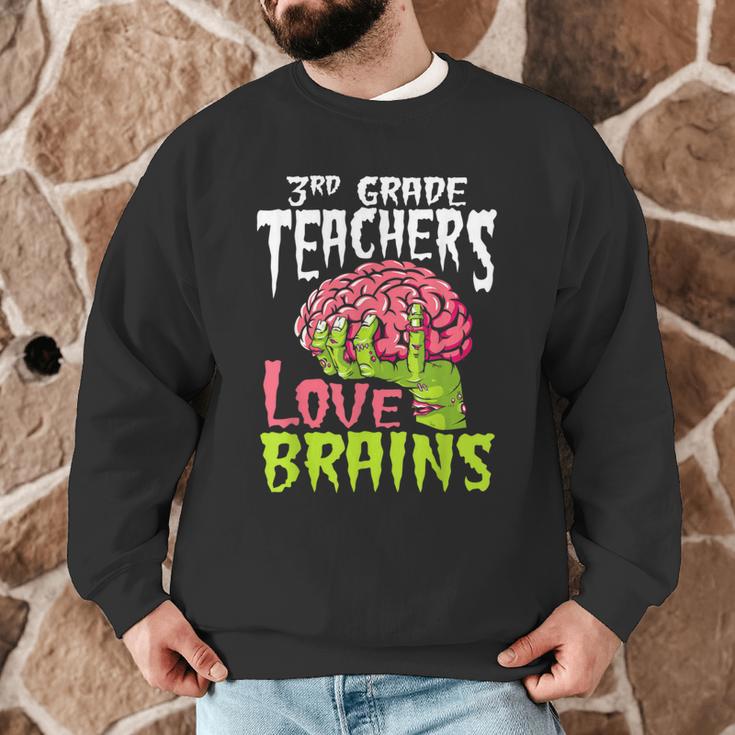 3rd Grade Teachers Love Brains Zombie Teacher Halloween Men Graphic Sweatshirt, novelty gifts, funny gifts