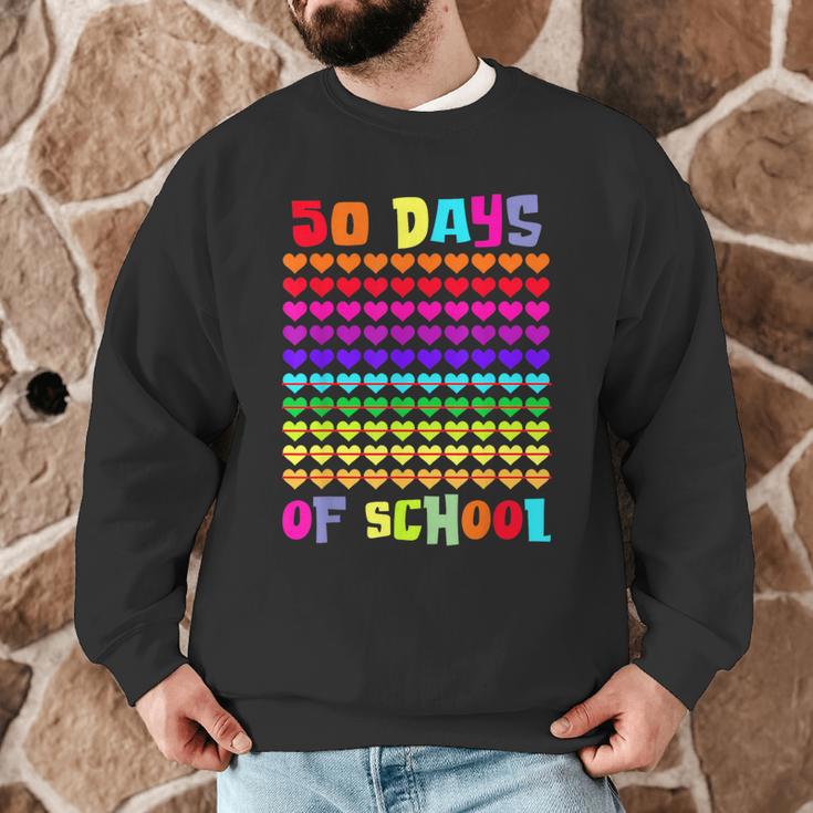 50 Days Of School Hearts Teacher Happy 50th Day Of School Men Graphic Sweatshirt, novelty gifts, funny gifts