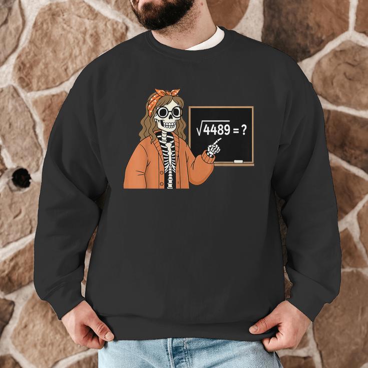 67 Math Teacher Skeleton Halloween Root 4489 Messy Bun Women Men Graphic Sweatshirt, novelty gifts, funny gifts