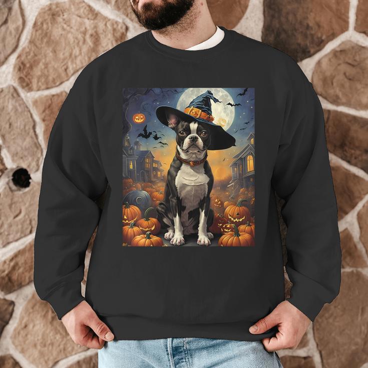 Aesthetic Halloween Boston Terrier Dog Witch Pumpkin For Men Women Kids Men Graphic Sweatshirt, novelty gifts, funny gifts