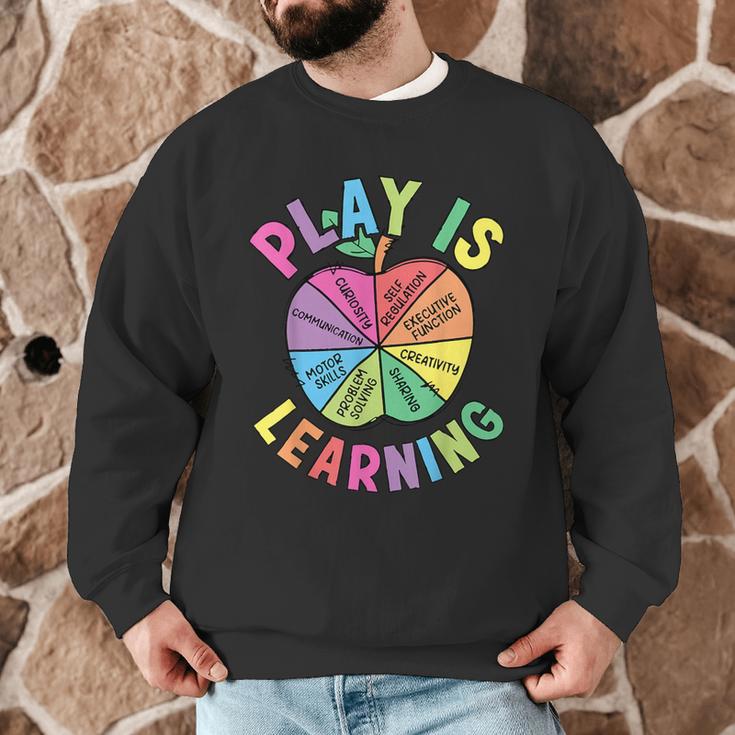 Apple Retro Play Is Learning Kindergarten Teacher Daycare Men Graphic Sweatshirt, novelty gifts, funny gifts