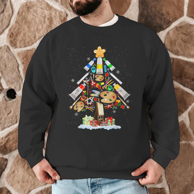 Art Christmas Tree Merry Christmas Artist Art Teacher Men Graphic Sweatshirt, novelty gifts, funny gifts
