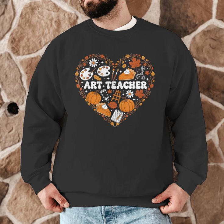 Art Teacher Heart Autumn Thanksgiving Kids Men Graphic Sweatshirt, novelty gifts, funny gifts
