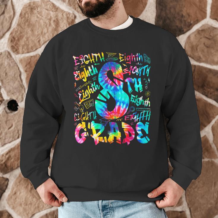 Back To School Eighth 8th Grade Tie Dye Typography Teacher Men Graphic Sweatshirt, novelty gifts, funny gifts