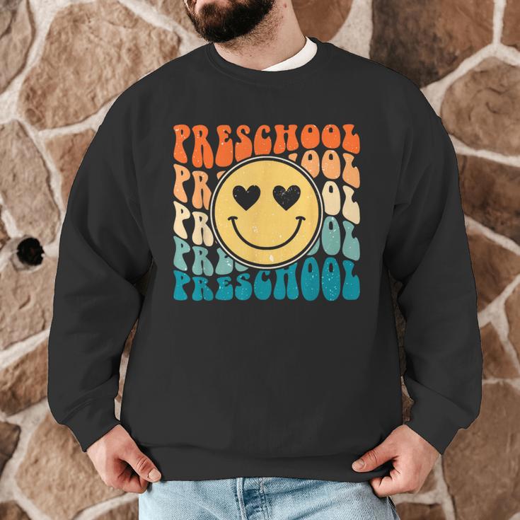 Back To School Groovy Smile Preschool Teachers Students Kids Men Graphic Sweatshirt, novelty gifts, funny gifts