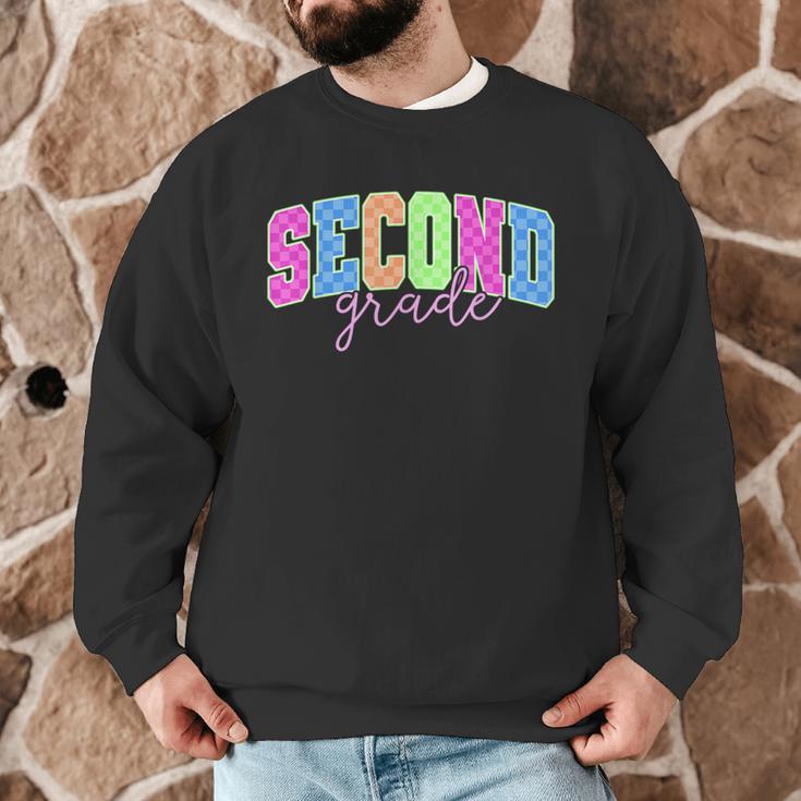 Back To School Neon Checkered Second Grade Colorful Teacher Men Graphic Sweatshirt, novelty gifts, funny gifts Back To School Neon Checkered Second Grade Colorful Teacher Men Graphic Sweatshirt, novelty gifts, funny gifts