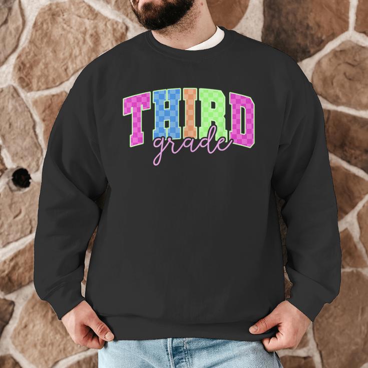 Back To School Neon Checkered Third Grade Colorful Teacher Men Graphic Sweatshirt, novelty gifts, funny gifts Back To School Neon Checkered Third Grade Colorful Teacher Men Graphic Sweatshirt, novelty gifts, funny gifts