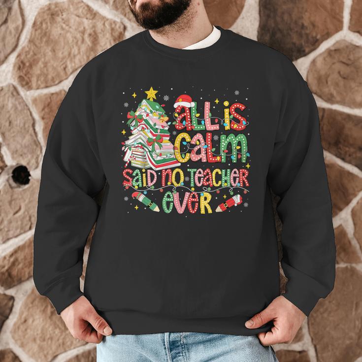 Book Tree All Is Calm Said No Teacher Ever Christmas Men Graphic Sweatshirt, novelty gifts, funny gifts