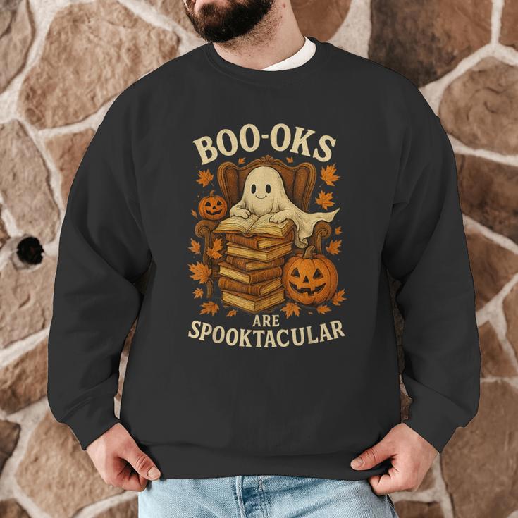 Books Are Spooktacular Ghost Book Reading Halloween Teachers Men Graphic Sweatshirt, novelty gifts, funny gifts