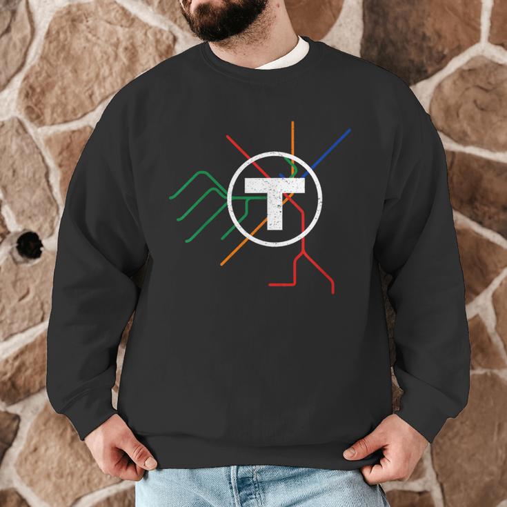 Boston T Subway Map Vintage MBTA Men Graphic Sweatshirt, novelty gifts, funny gifts