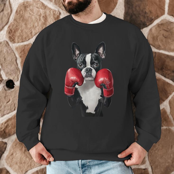 Boston Terrier Boxing Men Graphic Sweatshirt, novelty gifts, funny gifts