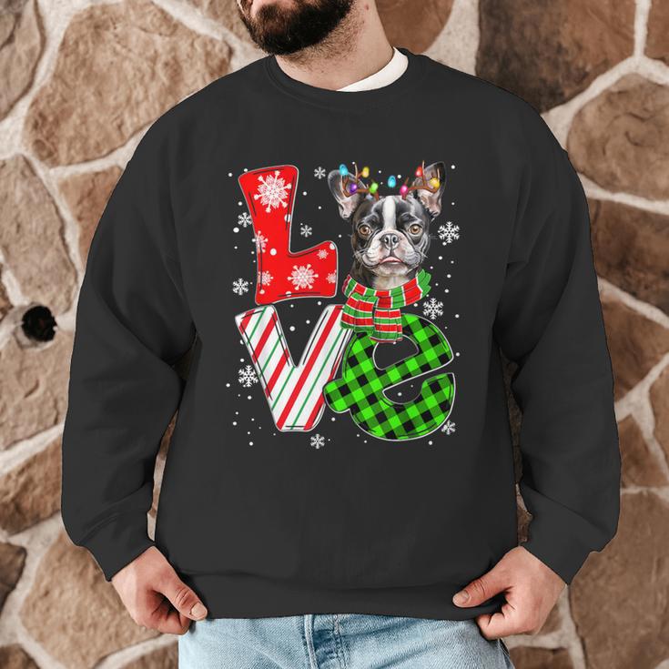 Boston Terrier Christmas Tree Lights Santa Dog Xmas For Men Women Kids Men Graphic Sweatshirt, novelty gifts, funny gifts
