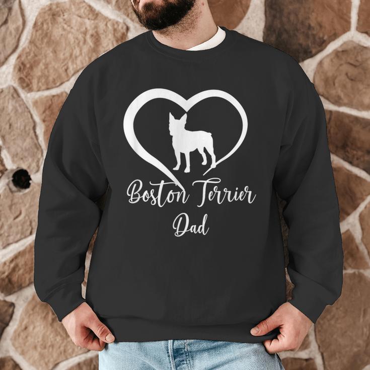 Boston Terrier Dad Cute Boston Terrier Silhouette Heart Men Graphic Sweatshirt, novelty gifts, funny gifts