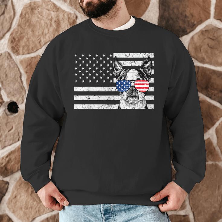 Boston Terrier Dog 4th Of July US American Flag Patriotic Men Graphic Sweatshirt, novelty gifts, funny gifts