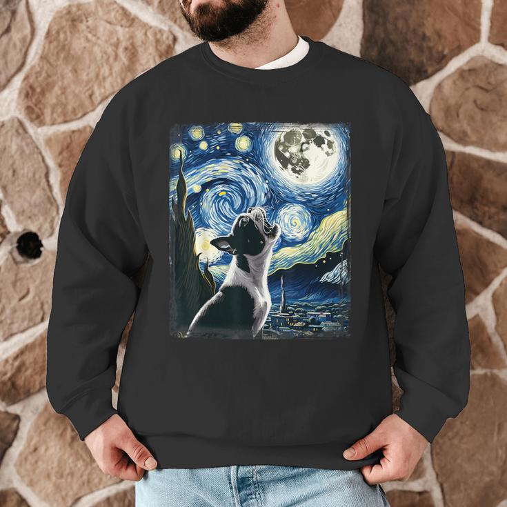 Boston Terrier Dog Art Van Gogh Starry Night Boston Terrier Men Graphic Sweatshirt, novelty gifts, funny gifts