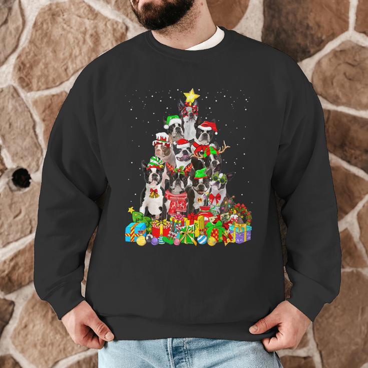 Boston Terrier Dog Christmas Tree Lights Xmas Pajama For Men Women Kids Men Graphic Sweatshirt, novelty gifts, funny gifts