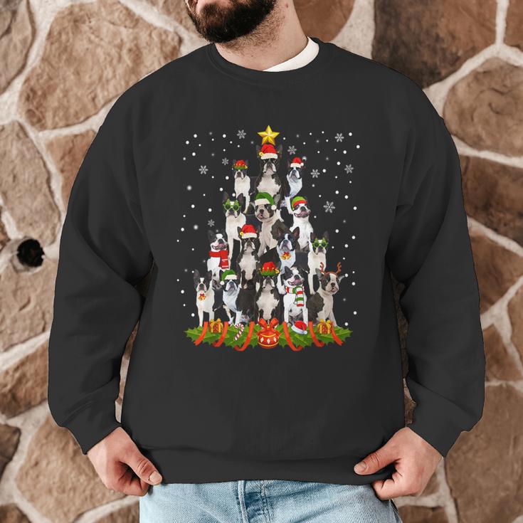 Boston Terrier Dog Christmas Tree Santa Hat Xmas Pajama Men Women Kids Men Graphic Sweatshirt, novelty gifts, funny gifts