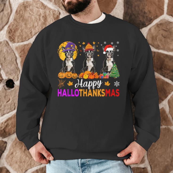 Boston Terrier Dog Halloween Christmas Hallothanksmas Men Women Kids Men Graphic Sweatshirt, novelty gifts, funny gifts