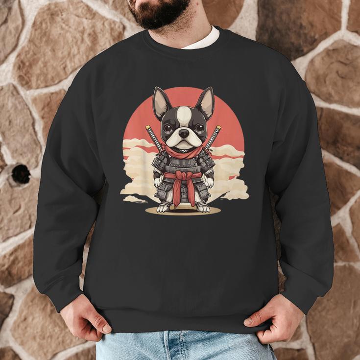 Boston Terrier Dog Japanese Style Samurai Dogs Men Graphic Sweatshirt, novelty gifts, funny gifts
