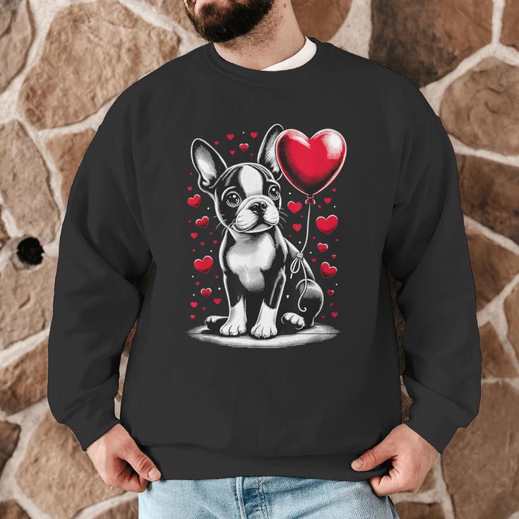 Boston Terrier Dog Valentine's Day Dog Owner Men Graphic Sweatshirt, novelty gifts, funny gifts