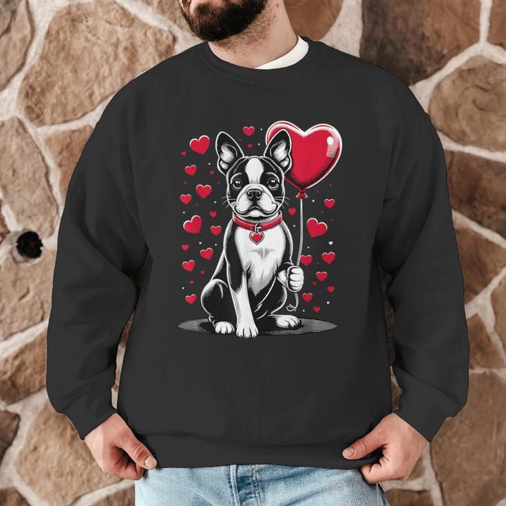 Boston Terrier Dog Valentine's Day Dog Owner Valentine Men Graphic Sweatshirt, novelty gifts, funny gifts