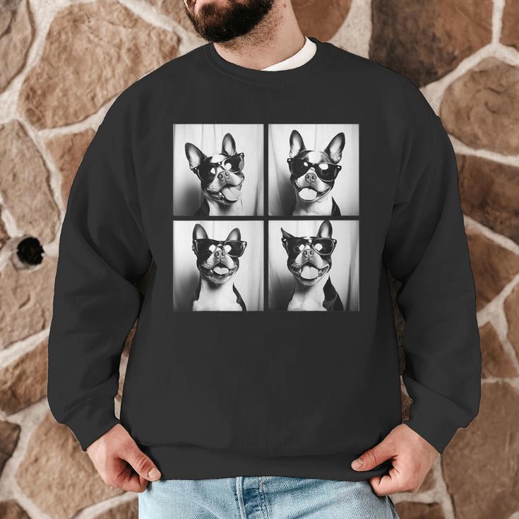 Boston Terrier Dogs With Sunglasses Photo Pets Meme Men Graphic Sweatshirt, novelty gifts, funny gifts