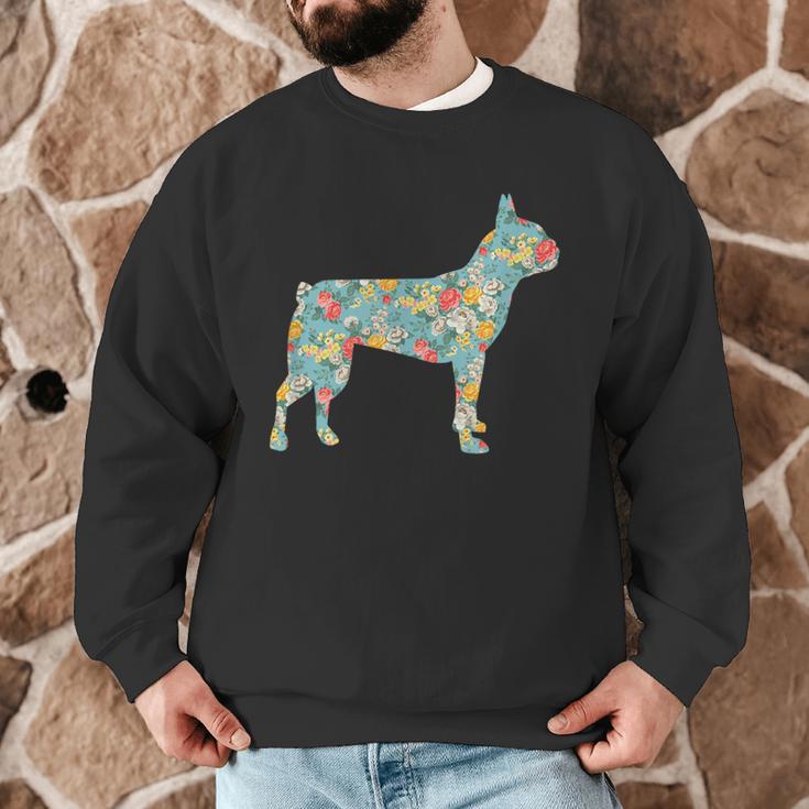 Boston Terrier Flower Silhouette Floral Dog Men Women Girls Kids Men Graphic Sweatshirt, novelty gifts, funny gifts