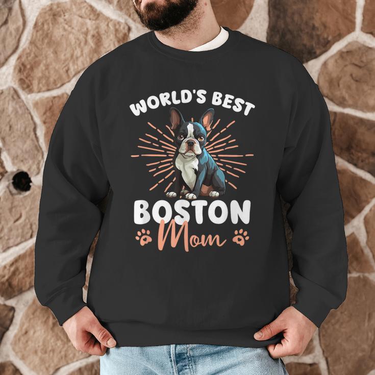 Boston Terrier Groovy World's Best Boston Mom Men Graphic Sweatshirt, novelty gifts, funny gifts