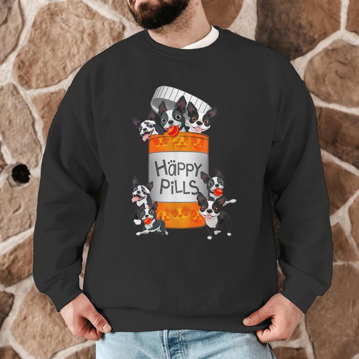 Boston Terrier Happy Pills T-Shirt Men Graphic Sweatshirt, novelty gifts, funny gifts