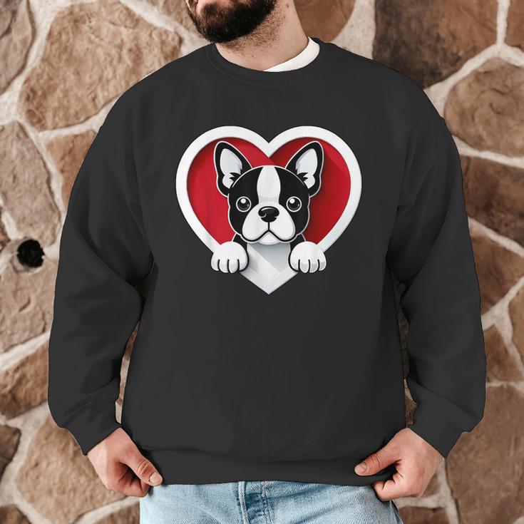 Boston Terrier Heart Cute Puppy Lover Or Dog Owner Men Graphic Sweatshirt, novelty gifts, funny gifts