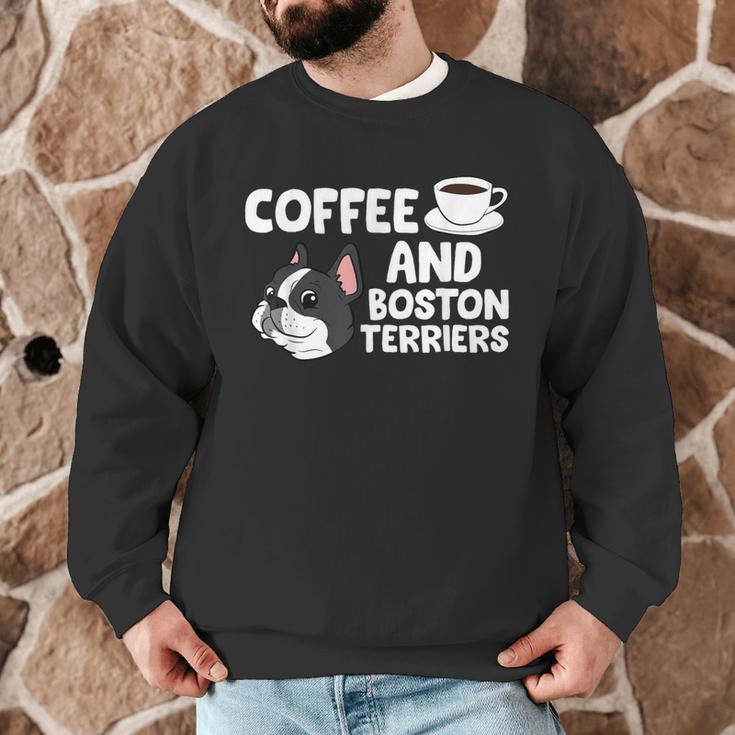 Boston Terrier Lover Coffee And Boston Terriers Men Graphic Sweatshirt, novelty gifts, funny gifts