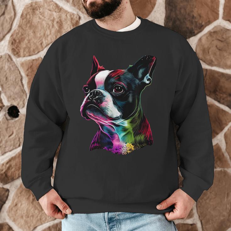 Boston Terrier Lovers Colorful Pop Art Boston Terrier Men Graphic Sweatshirt, novelty gifts, funny gifts