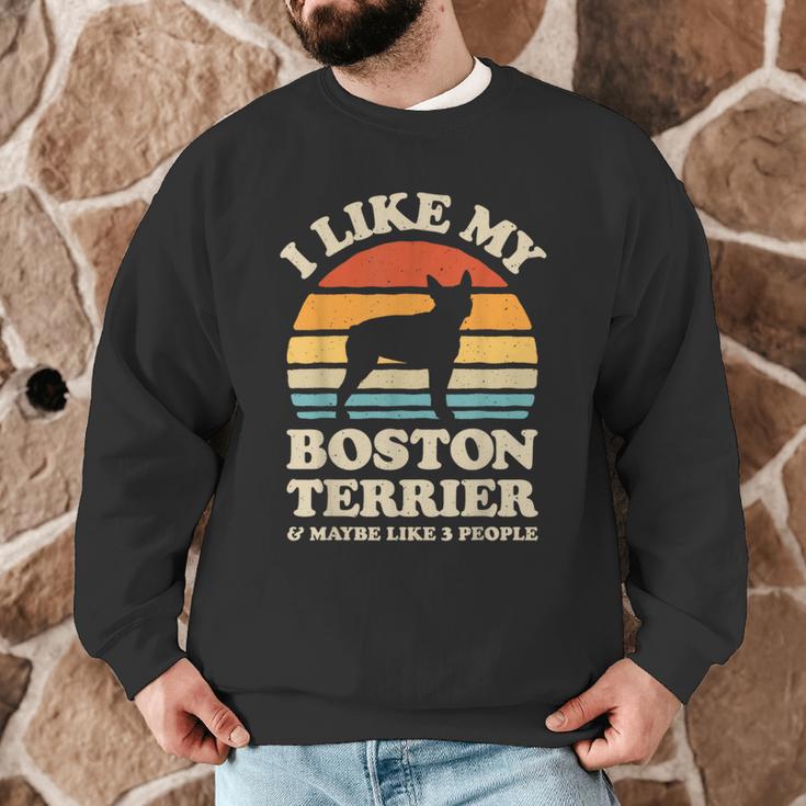 I Like My Boston Terrier And Maybe Like 3 People Dog Lover Men Graphic Sweatshirt, novelty gifts, funny gifts