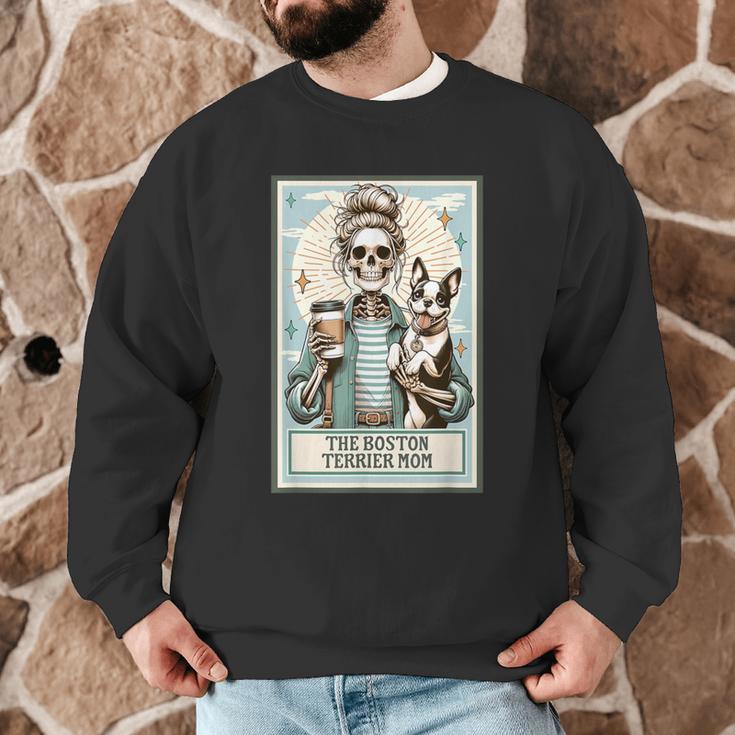 The Boston Terrier Mom Skeleton Spooky Season Halloween Men Graphic Sweatshirt, novelty gifts, funny gifts