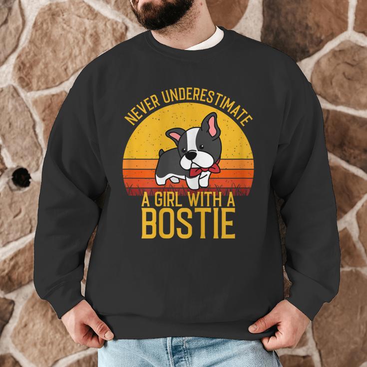 Boston Terrier Never Underestimate a Girl With a Bostie Men Graphic Sweatshirt, novelty gifts, funny gifts