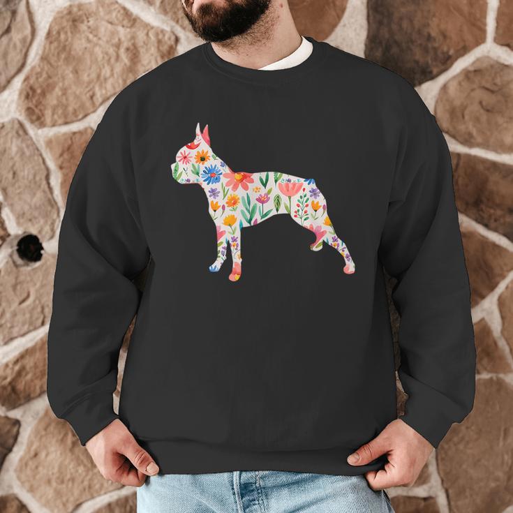 Boston Terrier Watercolor Flowers Men Graphic Sweatshirt, novelty gifts, funny gifts