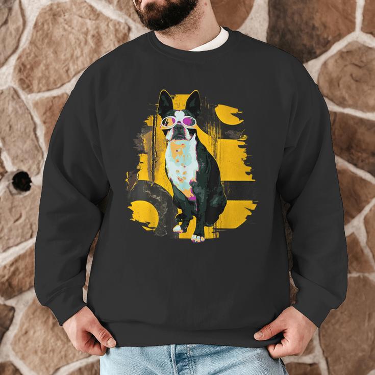 Boston Terrier s Mid-Century Modern Art s Street Grunge Men Graphic Sweatshirt, novelty gifts, funny gifts