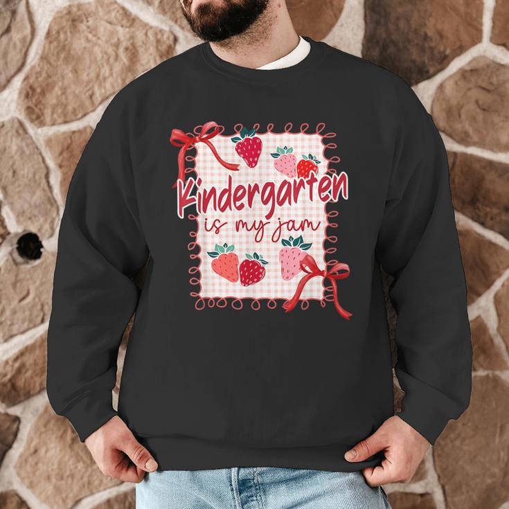 Bow Strawberry Kindergarten Is My Jam Teacher Kinder Team Men Graphic Sweatshirt, novelty gifts, funny gifts Bow Strawberry Kindergarten Is My Jam Teacher Kinder Team Men Graphic Sweatshirt, novelty gifts, funny gifts