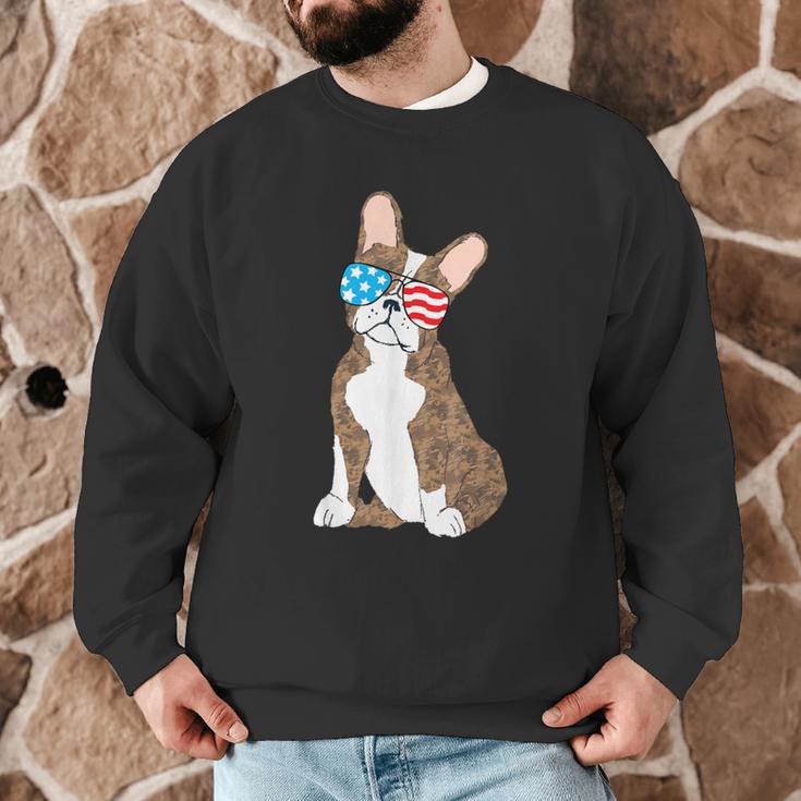Brindle Boston Terrier Dog Patriotic Shirt USA Flag Men Graphic Sweatshirt, novelty gifts, funny gifts