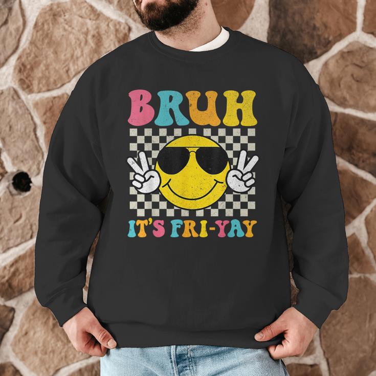 Bruh It's Fri-Yay Friday Weekend Smile Face Teacher Student Men Graphic Sweatshirt, novelty gifts, funny gifts