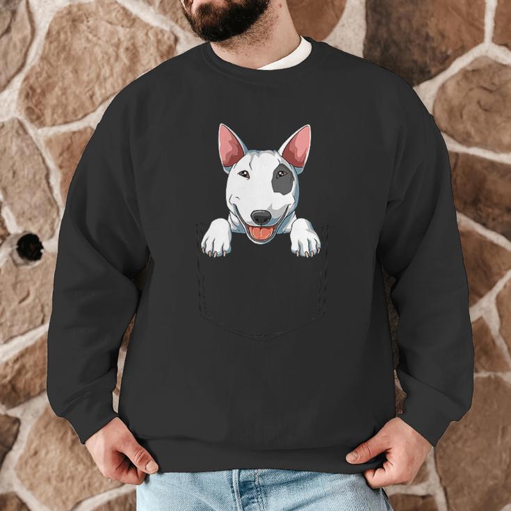 Bull Terrier Pocket Bull Terrier Peeking Out Pocket Men Graphic Sweatshirt, novelty gifts, funny gifts