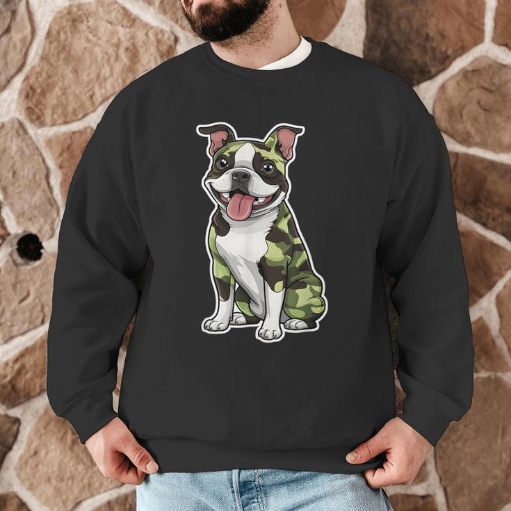 Camo Boston Terrier Pet Owner Camouflage Dog Lover Men Graphic Sweatshirt, novelty gifts, funny gifts