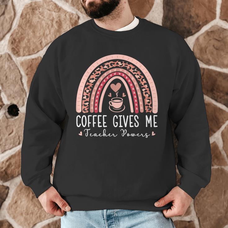 Coffee Gives Me Teacher Powers Leopard Rainbow Teacher Men Graphic Sweatshirt, novelty gifts, funny gifts Coffee Gives Me Teacher Powers Leopard Rainbow Teacher Men Graphic Sweatshirt, novelty gifts, funny gifts