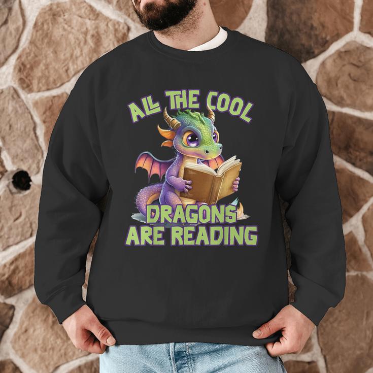 All The Cool Dragons Are Reading Dragon Teacher Men Graphic Sweatshirt, novelty gifts, funny gifts