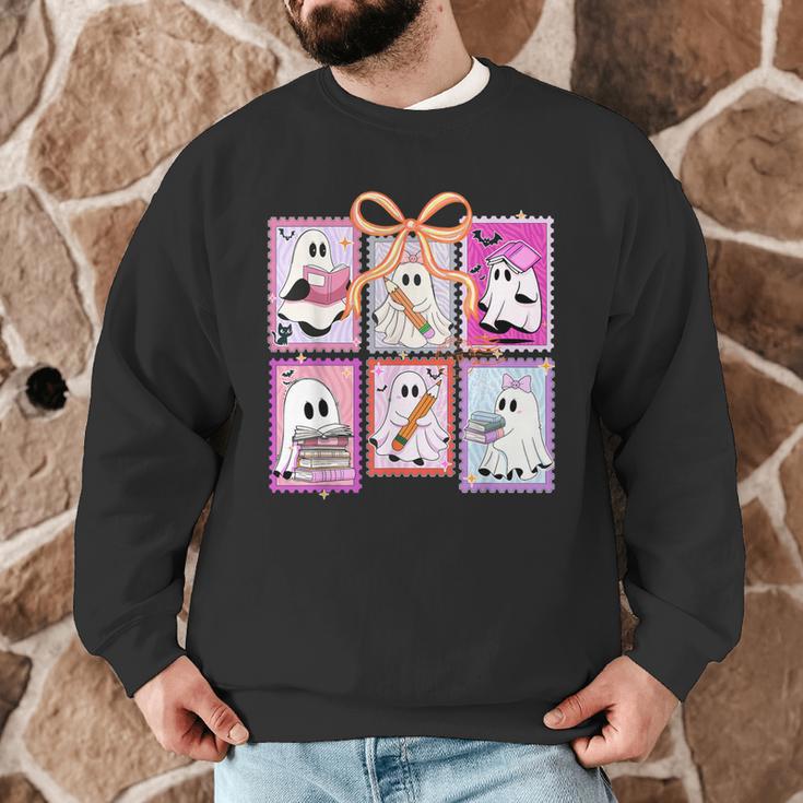 Coquette Bow Spooky Teacher Ghost Halloween Trick Or Teach Men Graphic Sweatshirt, novelty gifts, funny gifts Coquette Bow Spooky Teacher Ghost Halloween Trick Or Teach Men Graphic Sweatshirt, novelty gifts, funny gifts