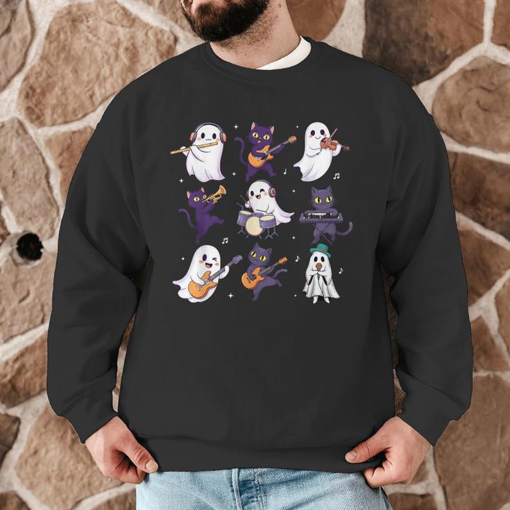 Cute Ghost Cat Playing Musical Halloween Music Teacher Men Graphic Sweatshirt, novelty gifts, funny gifts Cute Ghost Cat Playing Musical Halloween Music Teacher Men Graphic Sweatshirt, novelty gifts, funny gifts